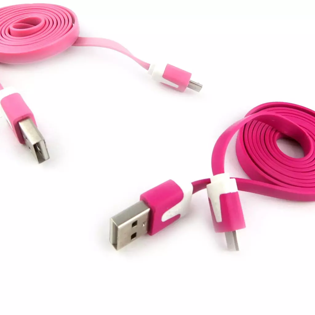 Les Trésors De Lily 2 Cables USB Téléphones 'Coloriage' Rose Fuschia (1m) [K9285]