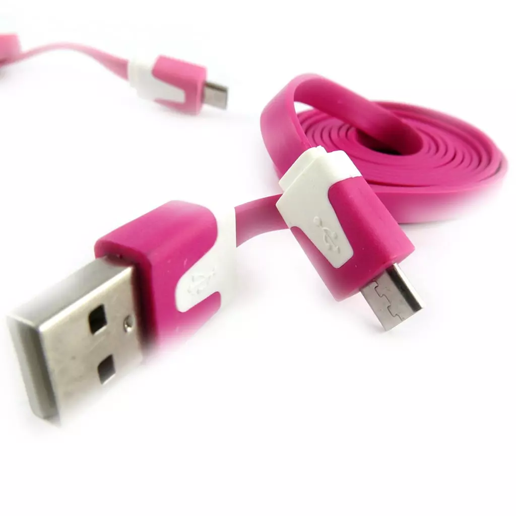 Les Trésors De Lily 2 Cables USB Téléphones 'Coloriage' Rose Fuschia (1m) [K9285]