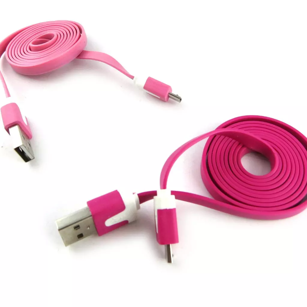 les trésors de lily 2 cables USB téléphones 'Coloriage' rose fuschia (1m) [K9285]