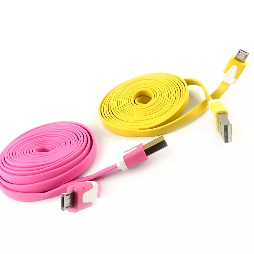 Les Trésors De Lily 2 Cables USB Téléphones 'Coloriage' Rose Jaune (2m) [K9290]