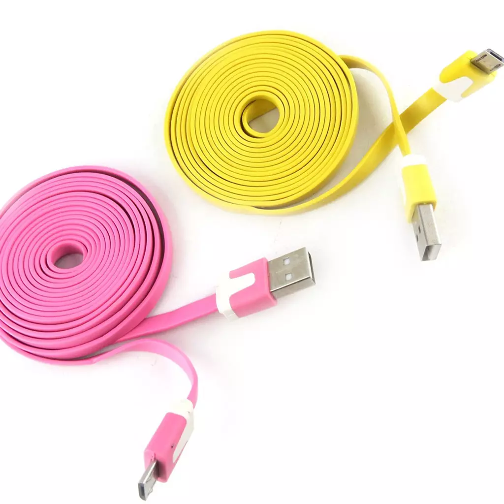 les trésors de lily 2 cables USB téléphones 'Coloriage' rose jaune (2m) [K9290]