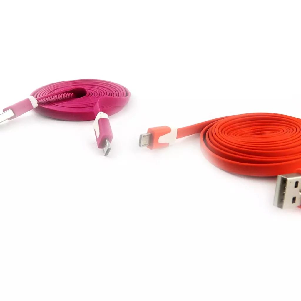Les Trésors De Lily 2 Cables USB Téléphones 'Coloriage' Rose Orange (2m) [K9291]