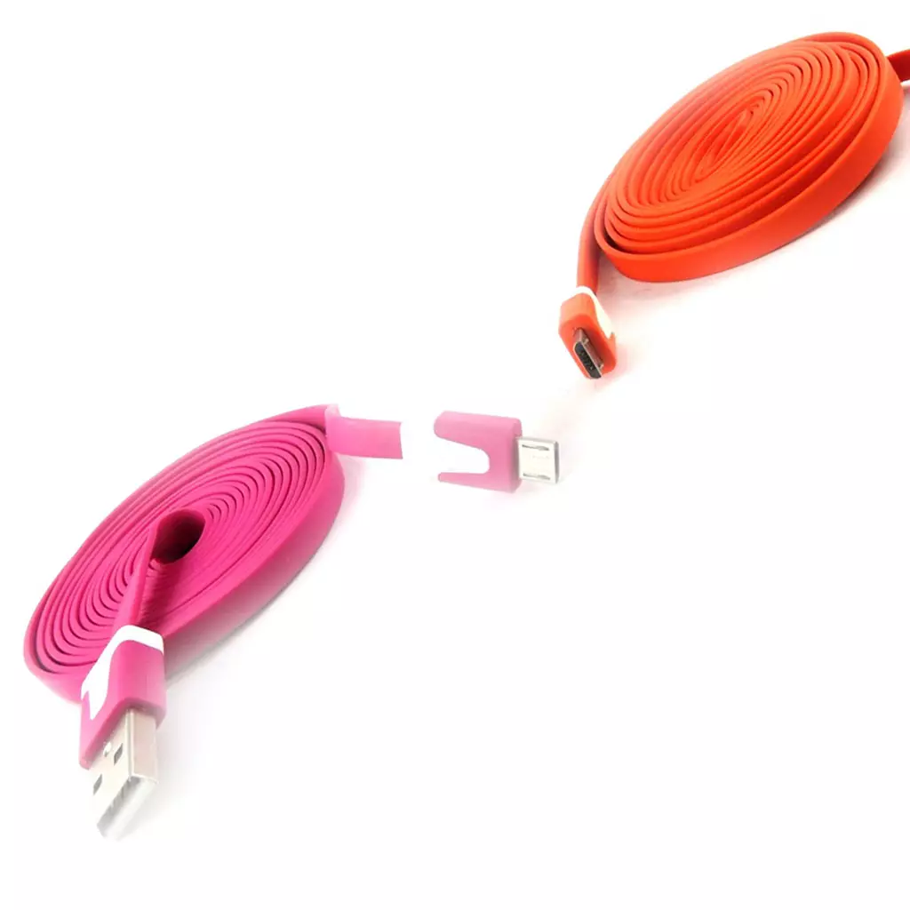 Les Trésors De Lily 2 Cables USB Téléphones 'Coloriage' Rose Orange (2m) [K9291]