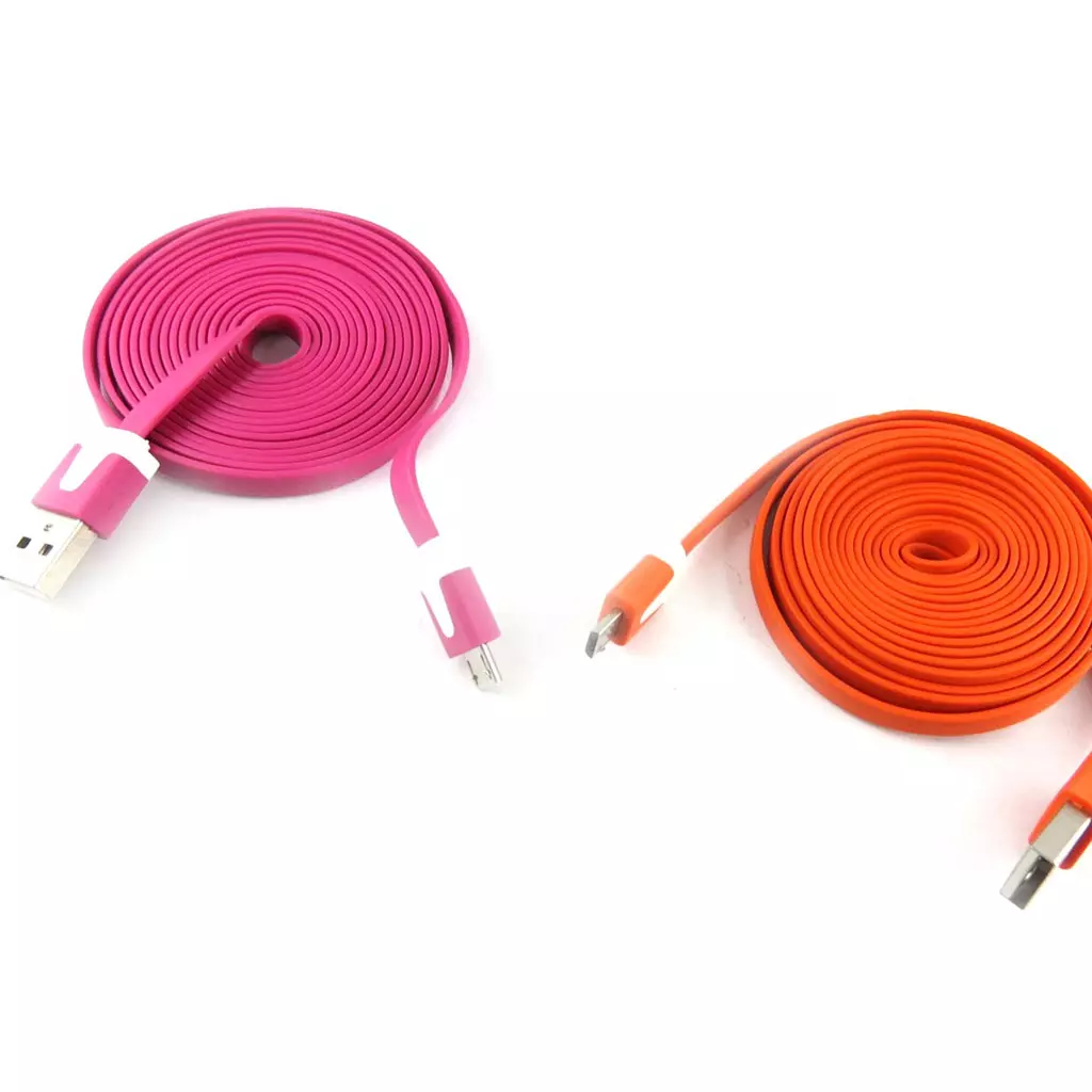 les trésors de lily 2 cables USB téléphones 'Coloriage' rose orange (2m) [K9291]