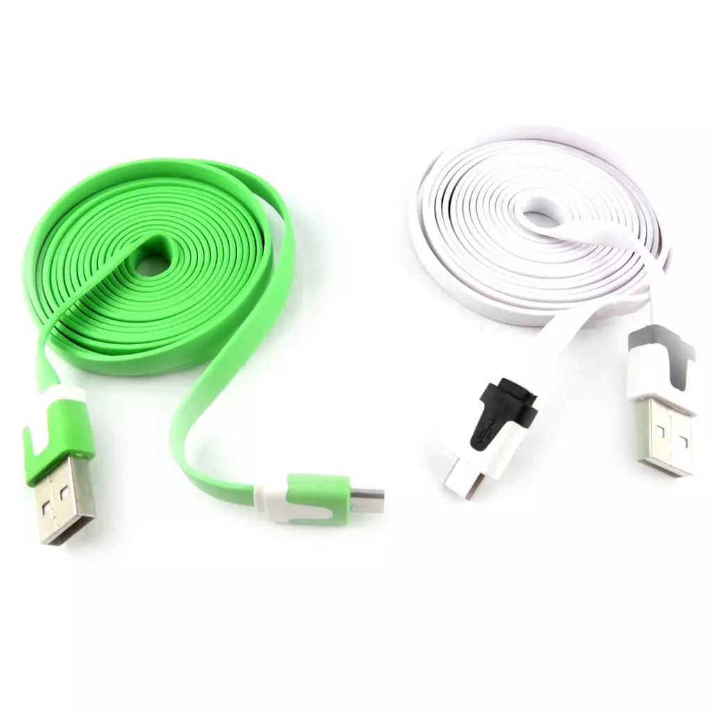 Les Trésors De Lily 2 Cables USB Téléphones 'Coloriage' Vert Blanc (2m) [K9289]