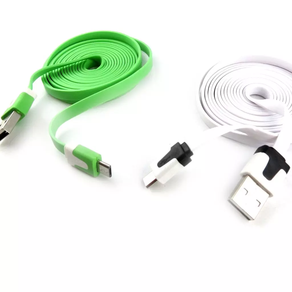 Les Trésors De Lily 2 Cables USB Téléphones 'Coloriage' Vert Blanc (2m) [K9289]