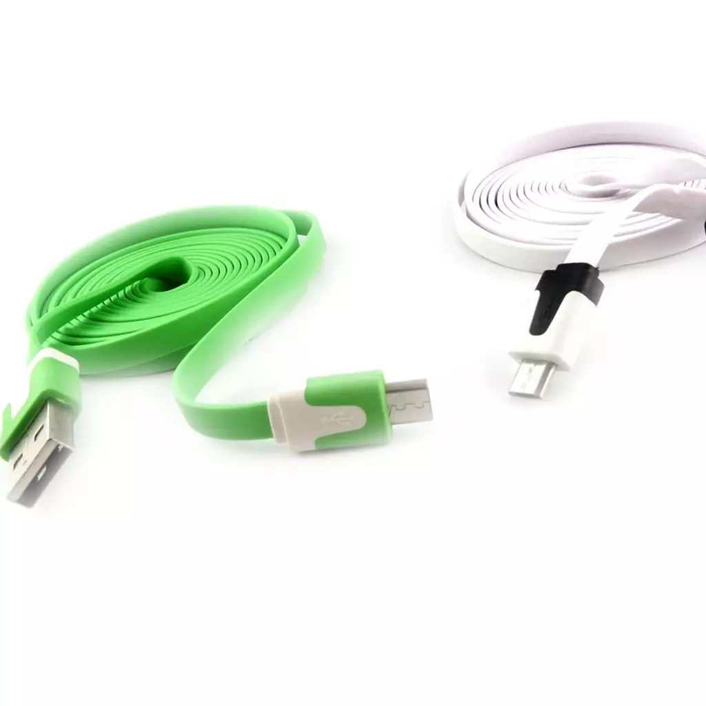 les trésors de lily 2 cables USB téléphones 'Coloriage' vert blanc (2m) [K9289]