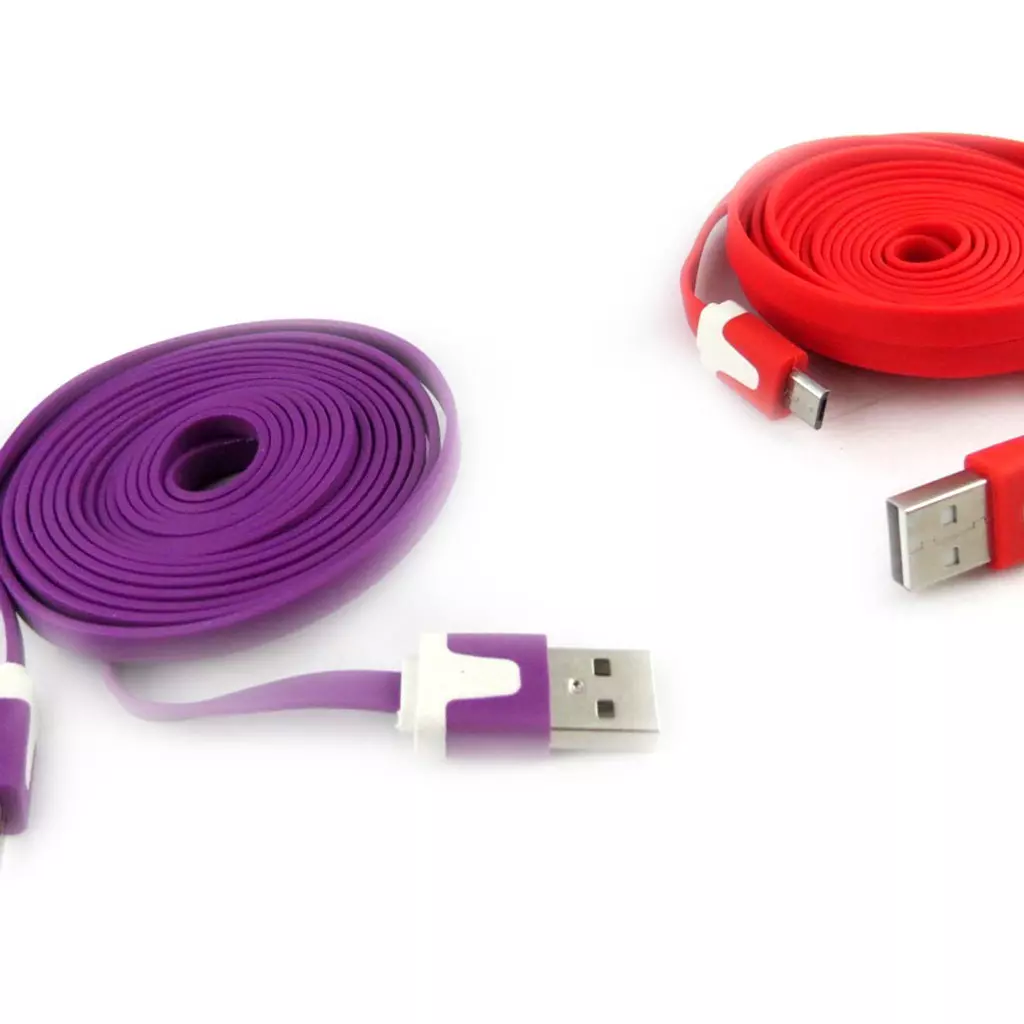 Les Trésors De Lily 2 Cables USB Téléphones 'Coloriage' Violet Rouge (2m) [K9287]