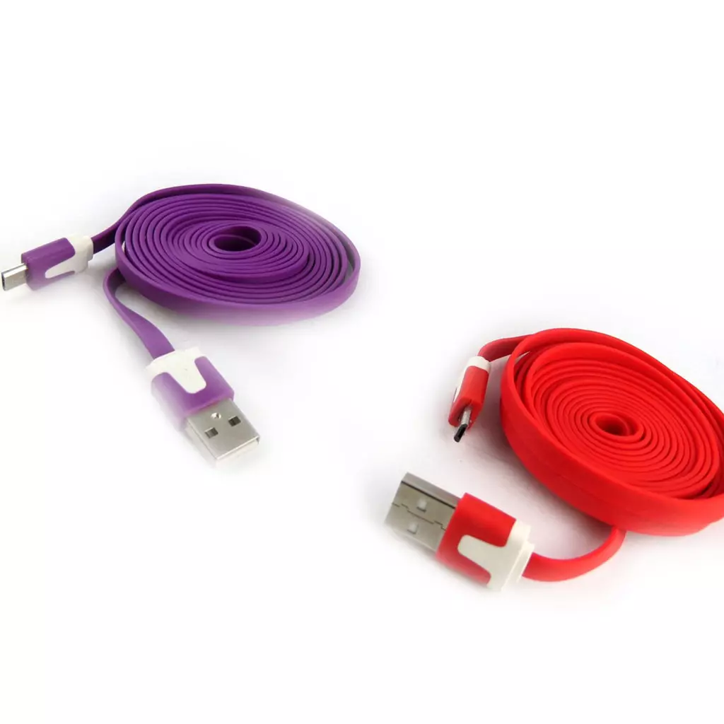 Les Trésors De Lily 2 Cables USB Téléphones 'Coloriage' Violet Rouge (2m) [K9287]