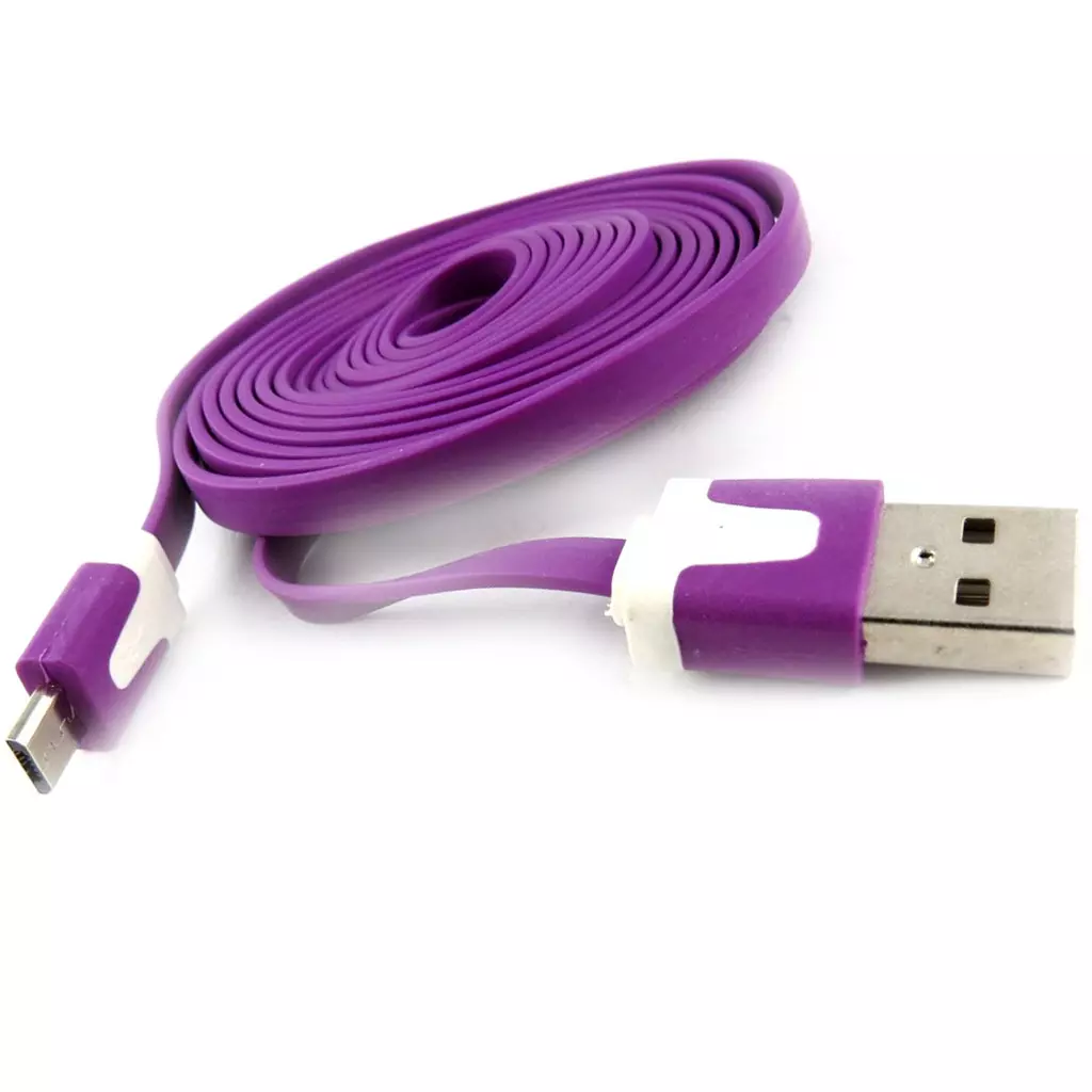 Les Trésors De Lily 2 Cables USB Téléphones 'Coloriage' Violet Rouge (2m) [K9287]
