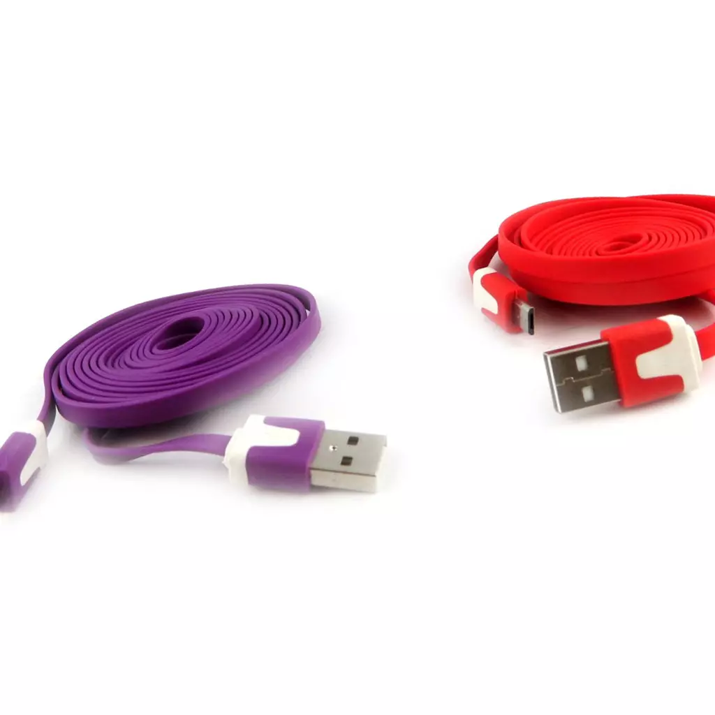 les trésors de lily 2 cables USB téléphones 'Coloriage' violet rouge (2m) [K9287]