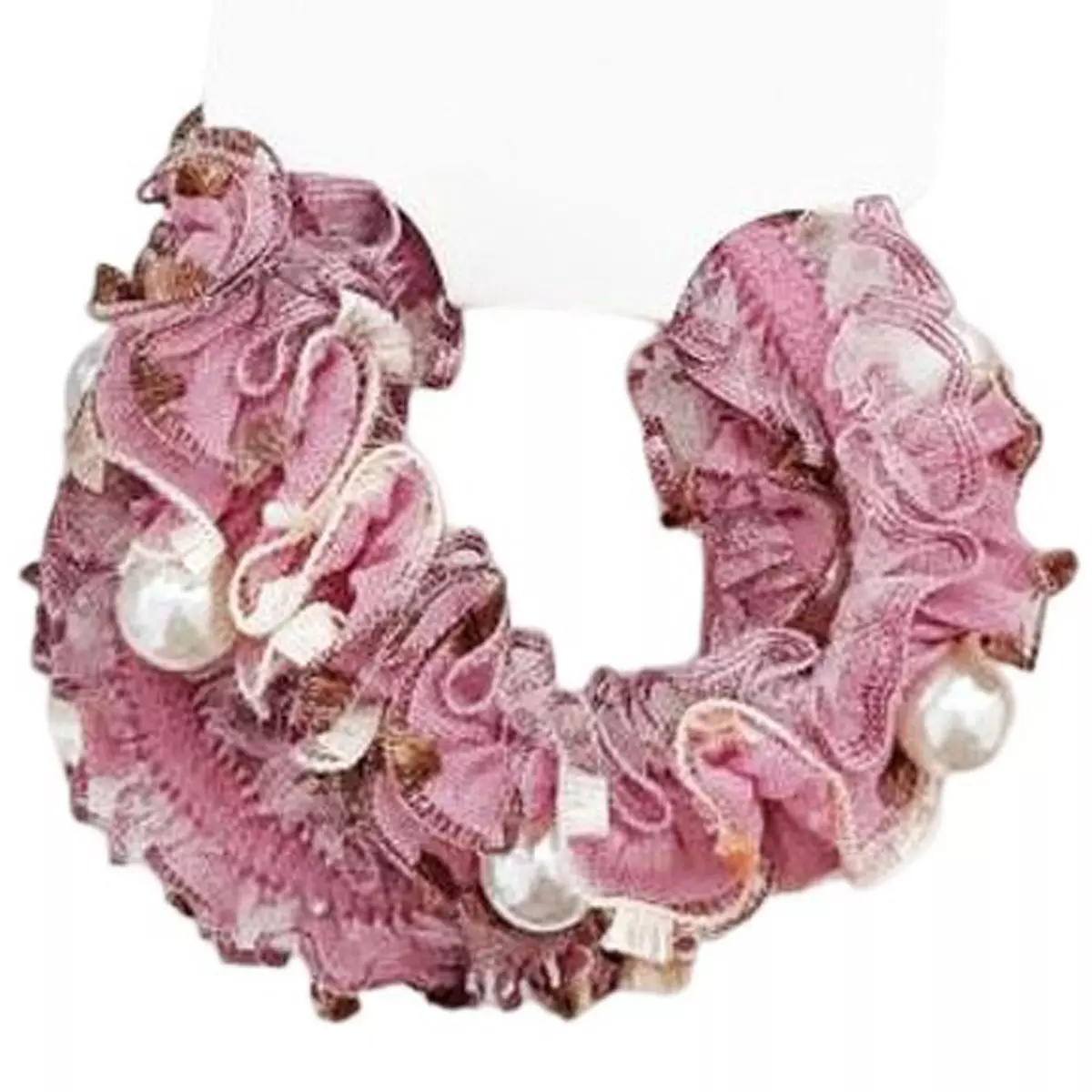 les trésors de lily 2 chouchous 'Sissi' rose largeur 2 cm [R7595]