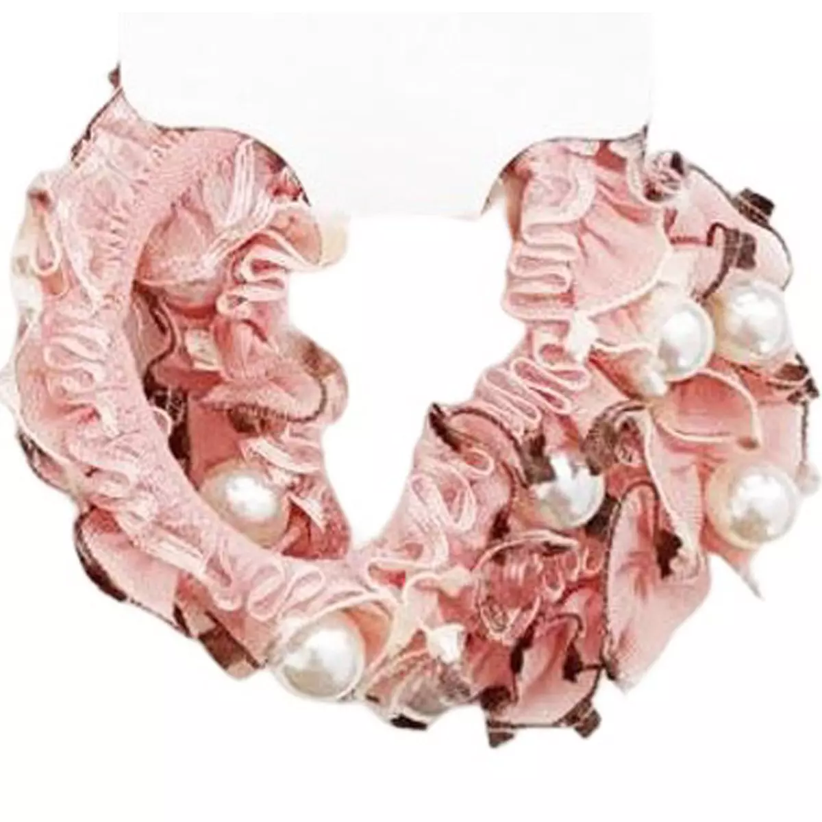 les trésors de lily 2 chouchous 'Sissi' rose pèche largeur 2 cm [R7593]