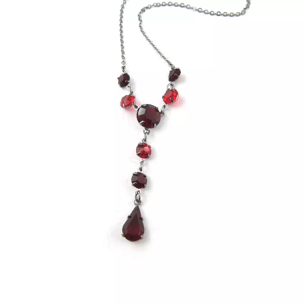 Les Trésors De Lily 2 Colliers Créateur 'Sissi' Rouge Noir [K7269]
