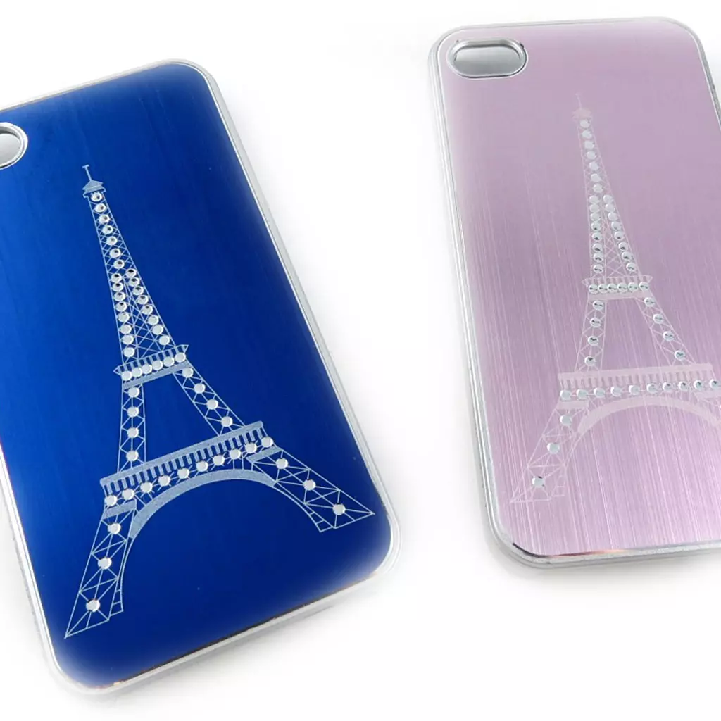 les trésors de lily 2 coques créateur 'Tour Eiffel' Iphone 4 4S (bleu rose) [K8514]