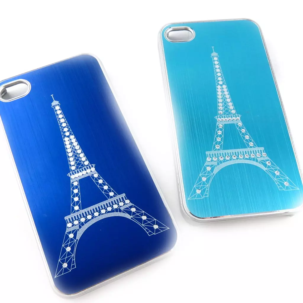 les trésors de lily 2 coques créateur 'Tour Eiffel' Iphone 4 4S (bleu turquoise) [K9298]