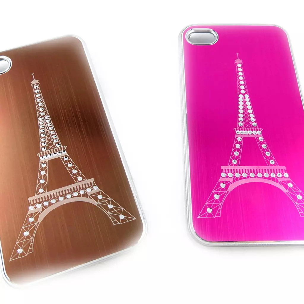les trésors de lily 2 coques créateur 'Tour Eiffel' Iphone 4 4S (chocolat rose) [K9297]