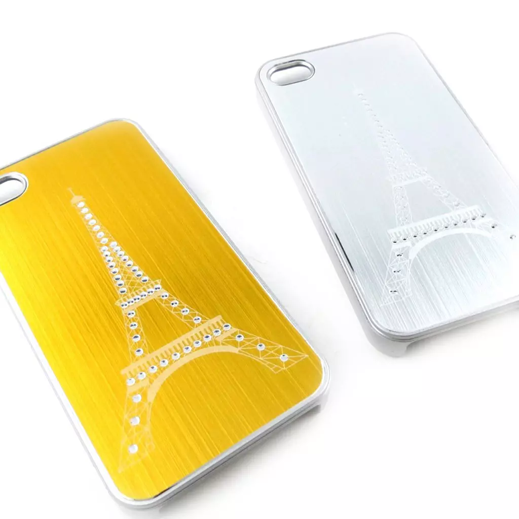 les trésors de lily 2 coques créateur 'Tour Eiffel' Iphone 4 4S (doré argenté) [K7499]