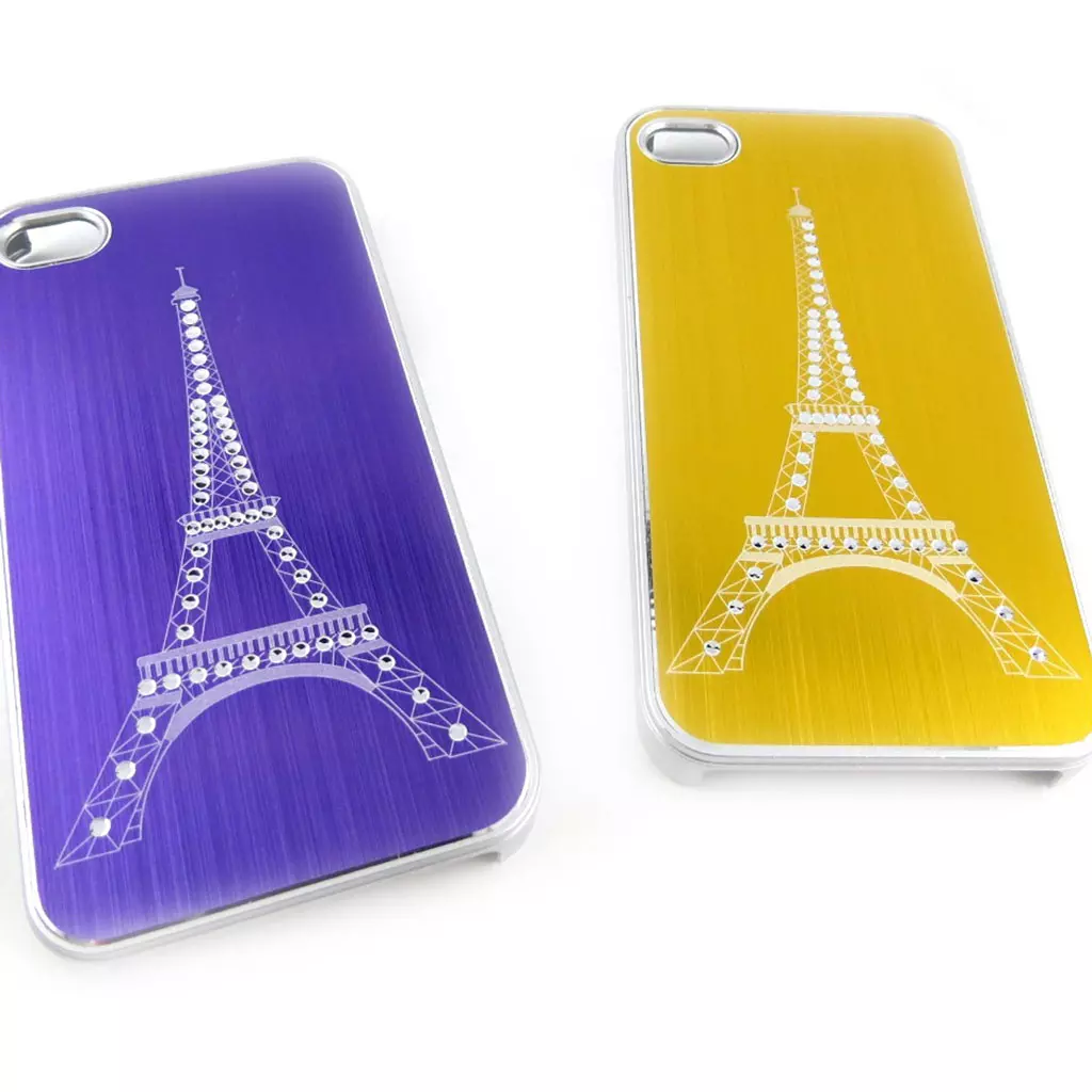 les trésors de lily 2 coques créateur 'Tour Eiffel' Iphone 4 4S (violet doré) [K8513]