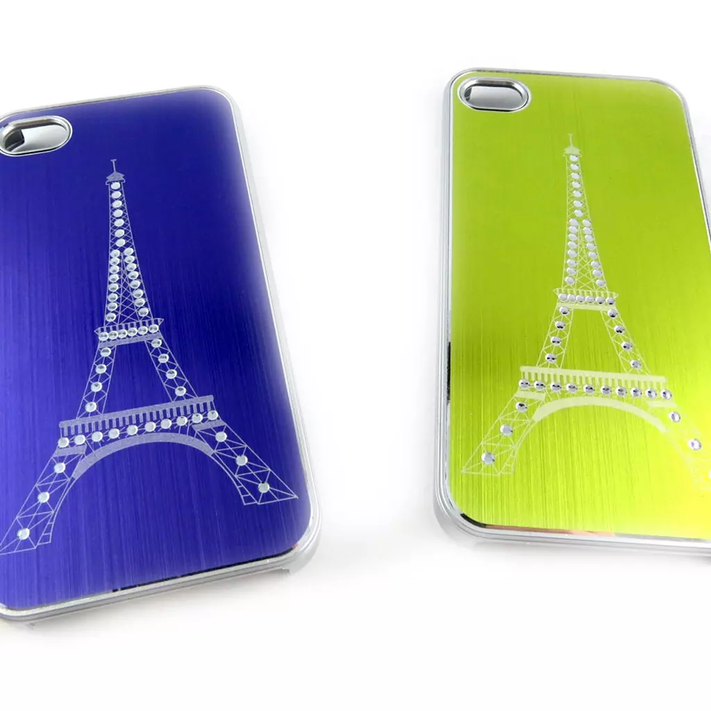 les trésors de lily 2 coques créateur 'Tour Eiffel' Iphone 4 4S (violet vert) [K7493]