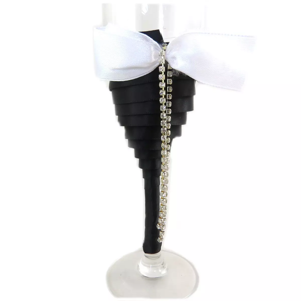 Les Trésors De Lily 2 Coupes Flutes à Champagne 'Mariage' Blanc Noir 22 Cm [Q0224]