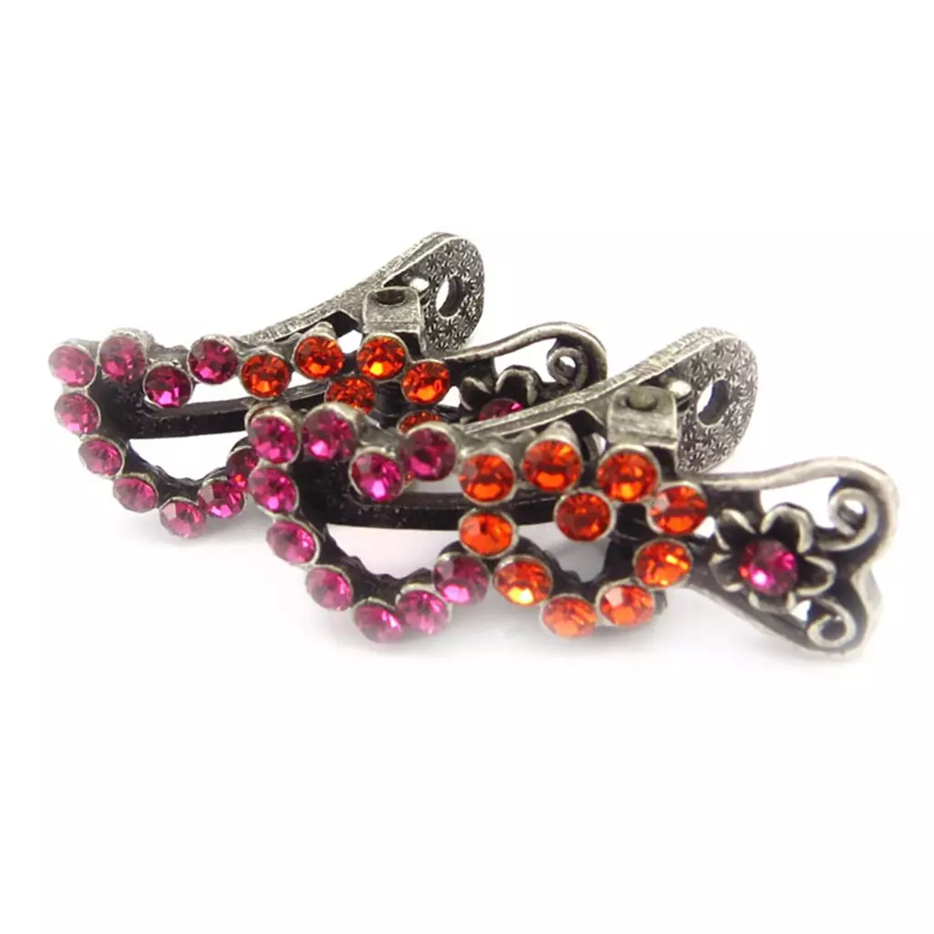 les trésors de lily 2 mini pinces 'Sissi' rose rouge (cœur) 35x15 mm [R5319]