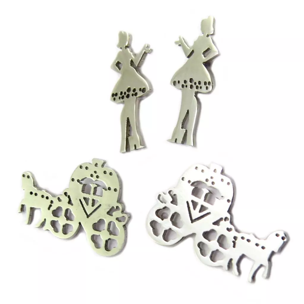 les trésors de lily 2 paires de boucles Acier 'Cendrillon' argenté [P4228]