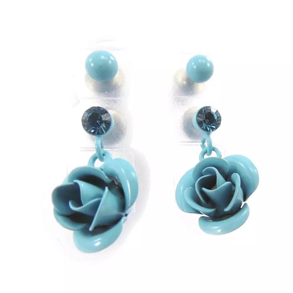 Les Trésors De Lily 2 Paires De Boucles 'Rosa Romantica' Bleu [J8664]
