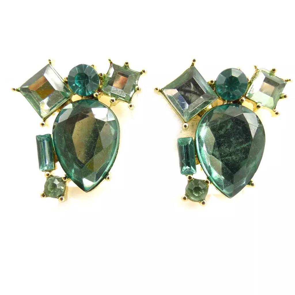 Les Trésors De Lily 2 Paires De Boucles 'Scarlett' Vert Doré [K7270]