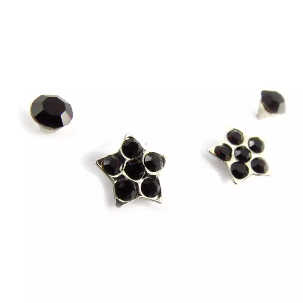 Les Trésors De Lily 2 Paires De Boucles 'Sissi' Noir [J6502]