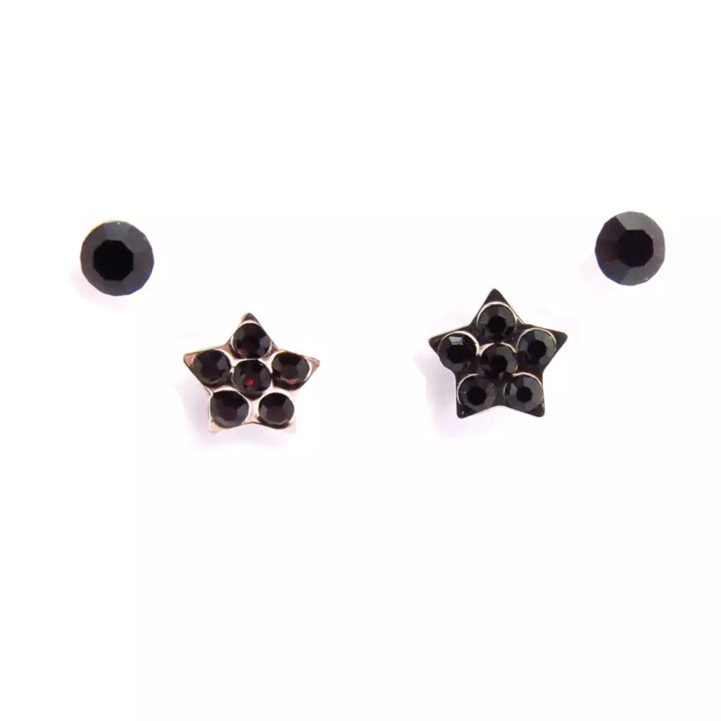 Les Trésors De Lily 2 Paires De Boucles 'Sissi' Noir [J6502]