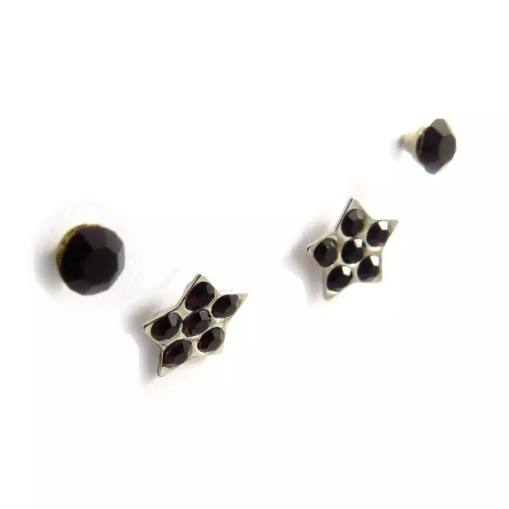 Les Trésors De Lily 2 Paires De Boucles 'Sissi' Noir [J6502]