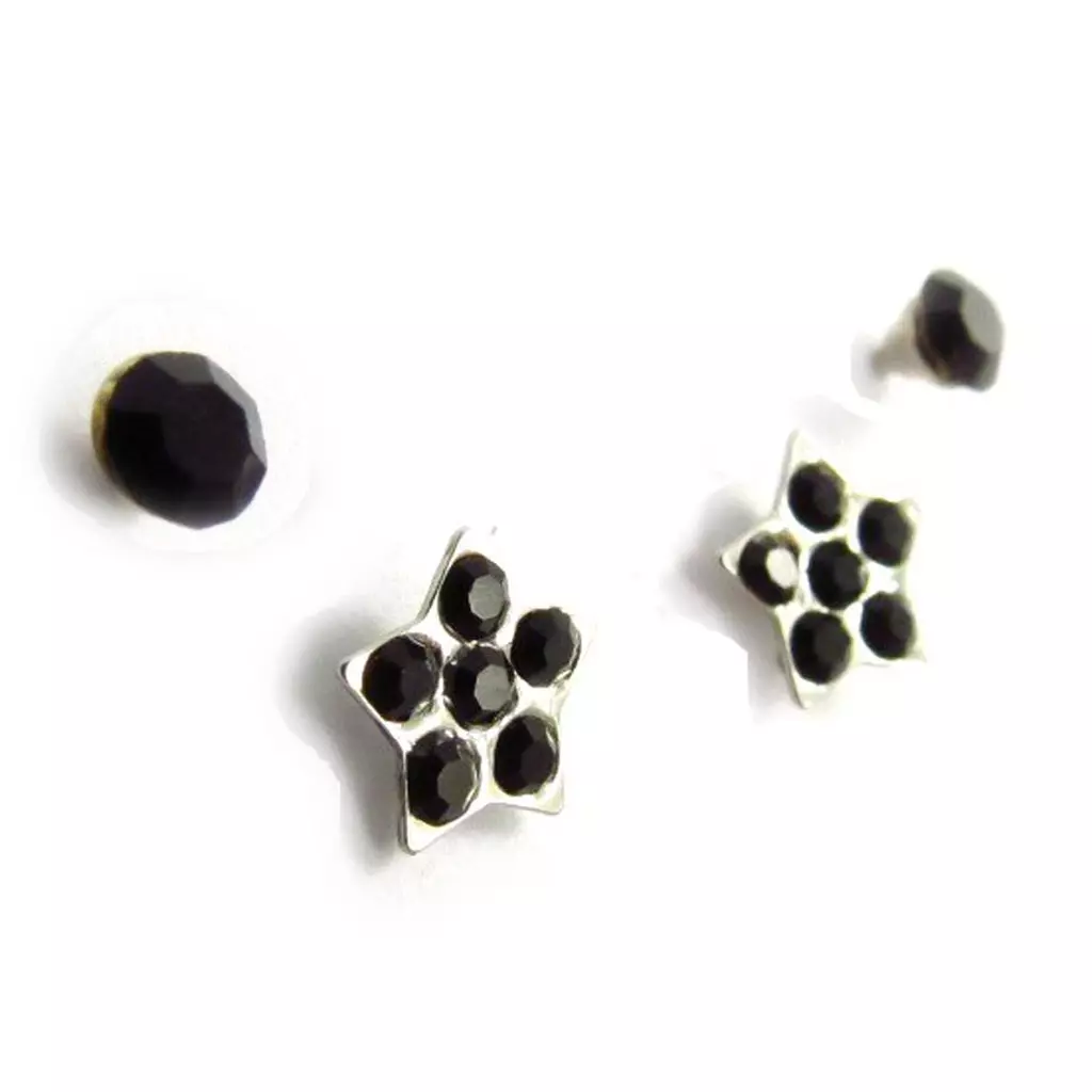 les trésors de lily 2 paires de boucles 'Sissi' noir [J6502]