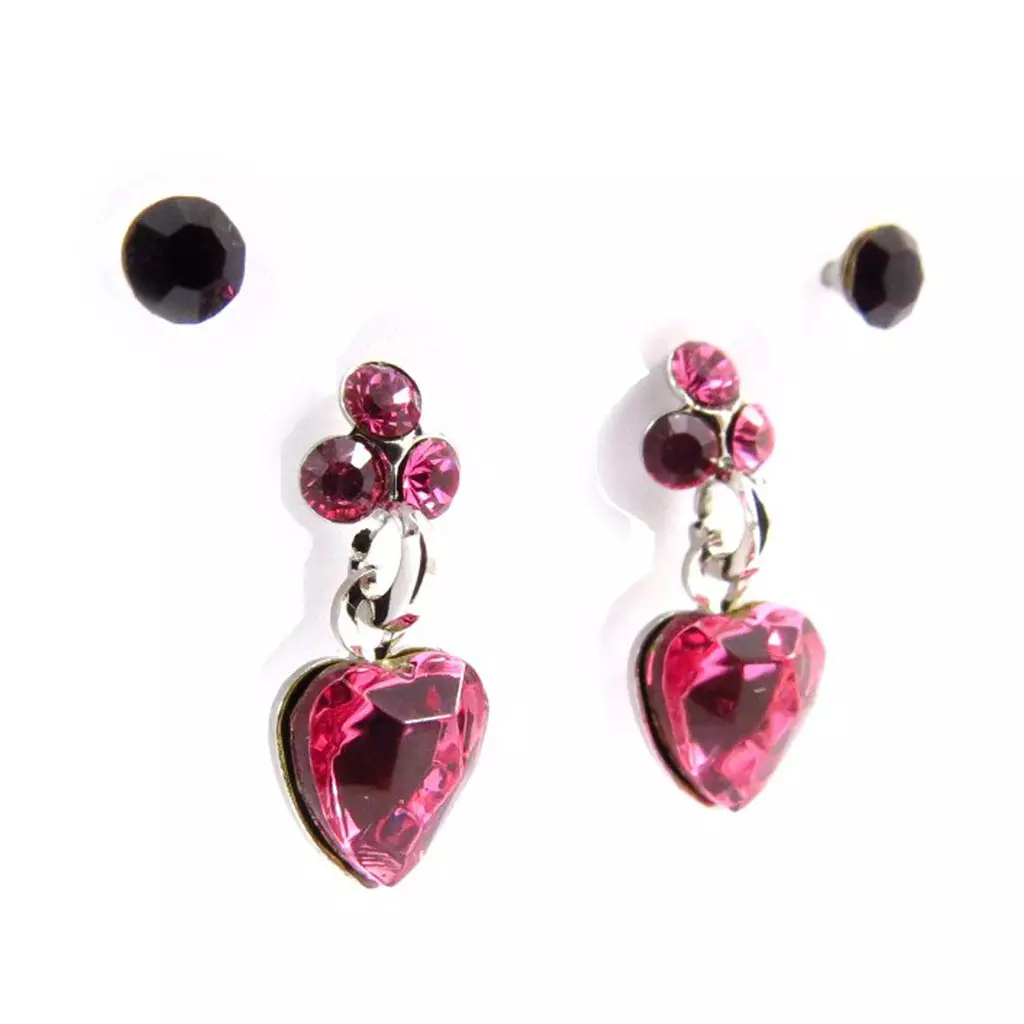 Les Trésors De Lily 2 Paires De Boucles 'Sissi' Rose [J2298]