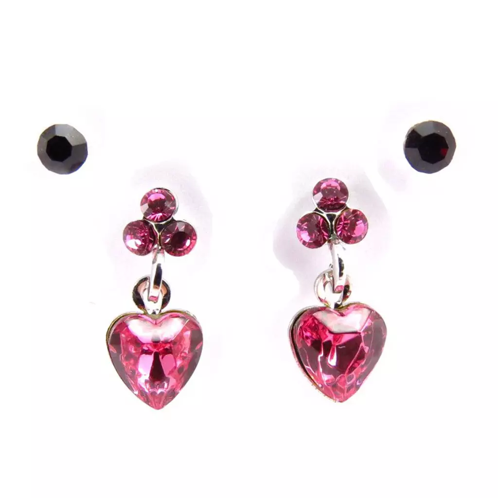 les trésors de lily 2 paires de boucles 'Sissi' rose [J2298]