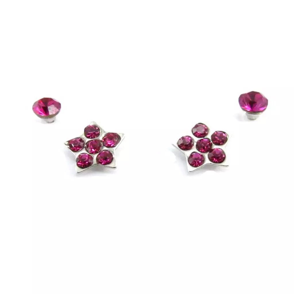 Les Trésors De Lily 2 Paires De Boucles 'Sissi' Rose [J6250]