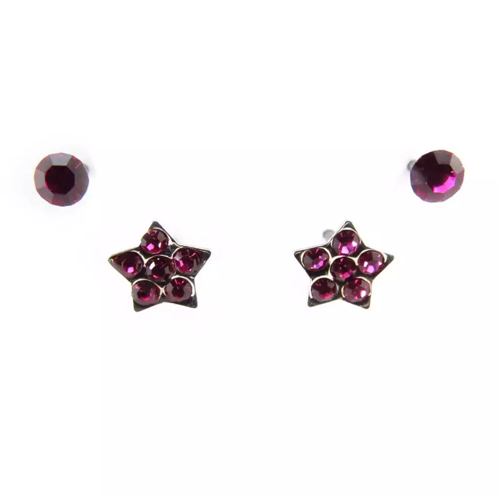 Les Trésors De Lily 2 Paires De Boucles 'Sissi' Rose [J6250]