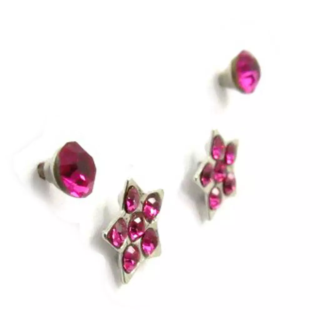 Les Trésors De Lily 2 Paires De Boucles 'Sissi' Rose [J6250]