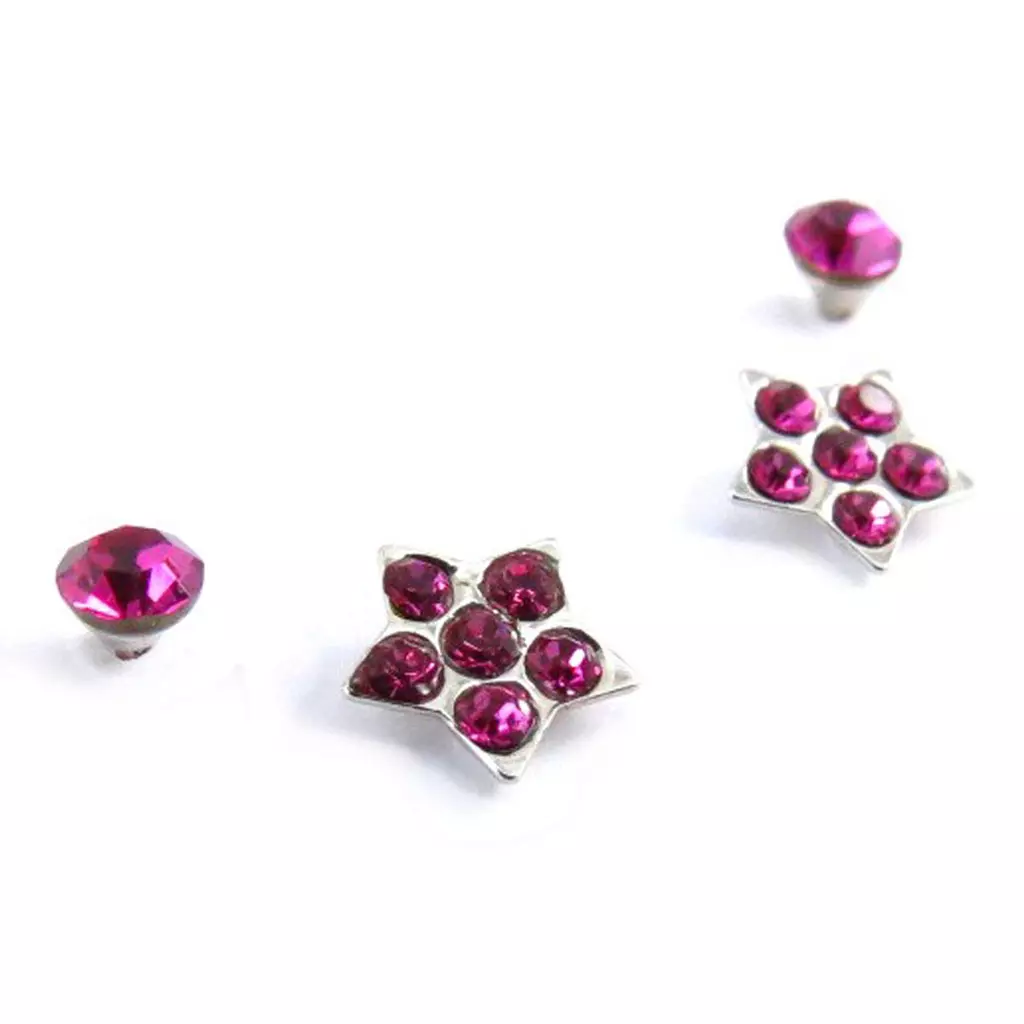 les trésors de lily 2 paires de boucles 'Sissi' rose [J6250]