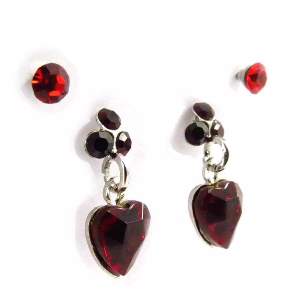 Les Trésors De Lily 2 Paires De Boucles 'Sissi' Rouge [J6248]