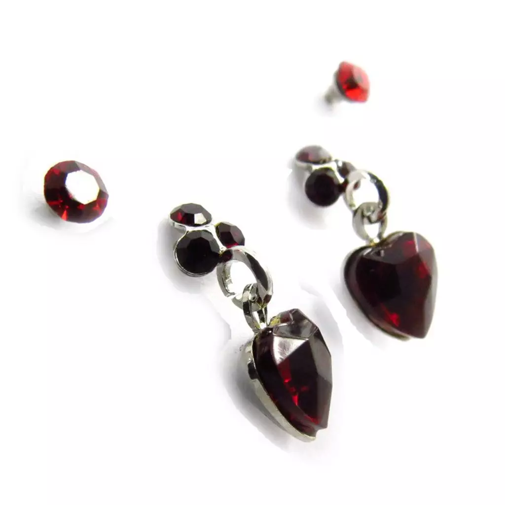 Les Trésors De Lily 2 Paires De Boucles 'Sissi' Rouge [J6248]