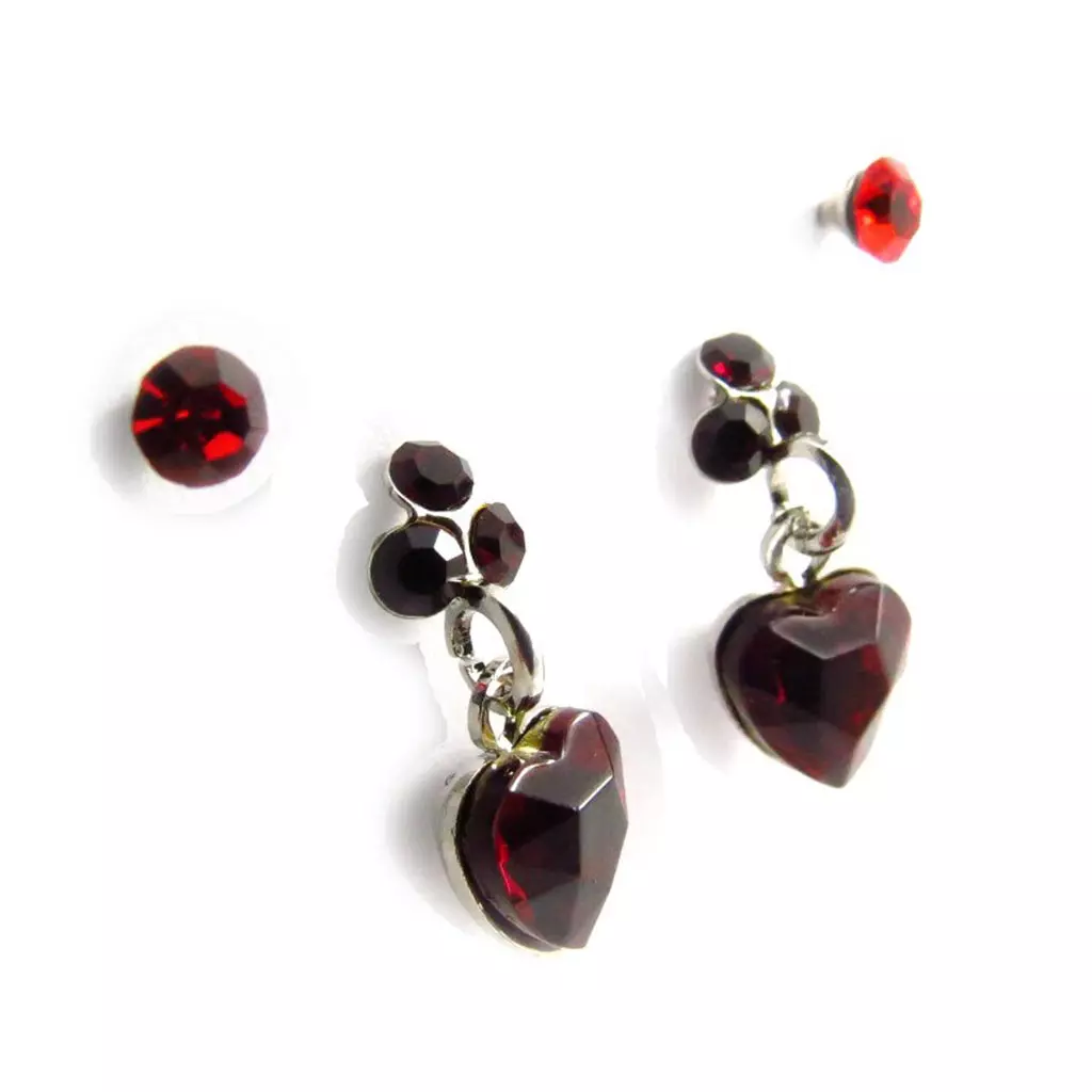 Les Trésors De Lily 2 Paires De Boucles 'Sissi' Rouge [J6248]