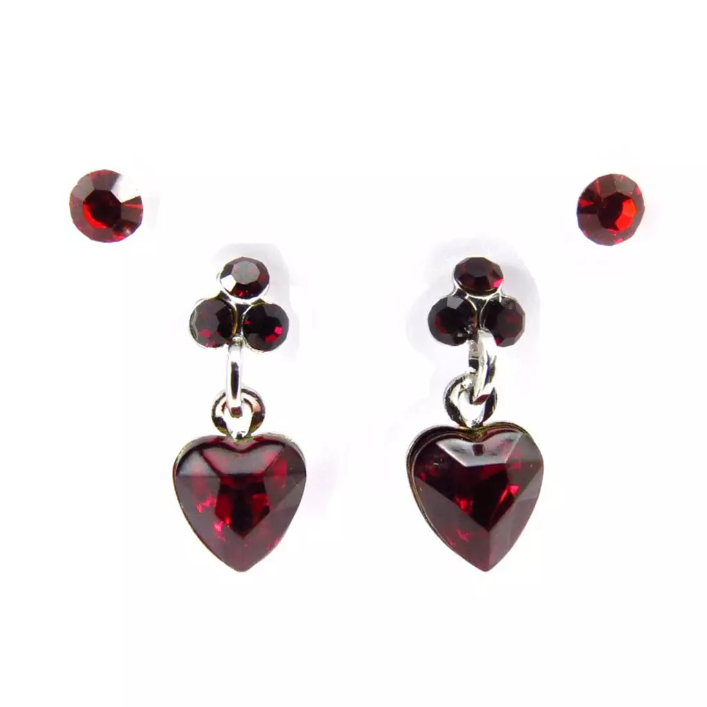 les trésors de lily 2 paires de boucles 'Sissi' rouge [J6248]