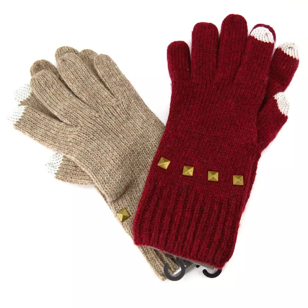 les trésors de lily 2 paires de gants 'Indispensable' taupe bordeaux (écran tactile) [K6771]