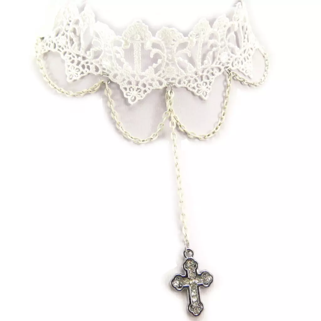 Les Trésors De Lily 2 Ras De Cou Créateur 'Courtisanes' Ivoire (dentelle) [K6568]