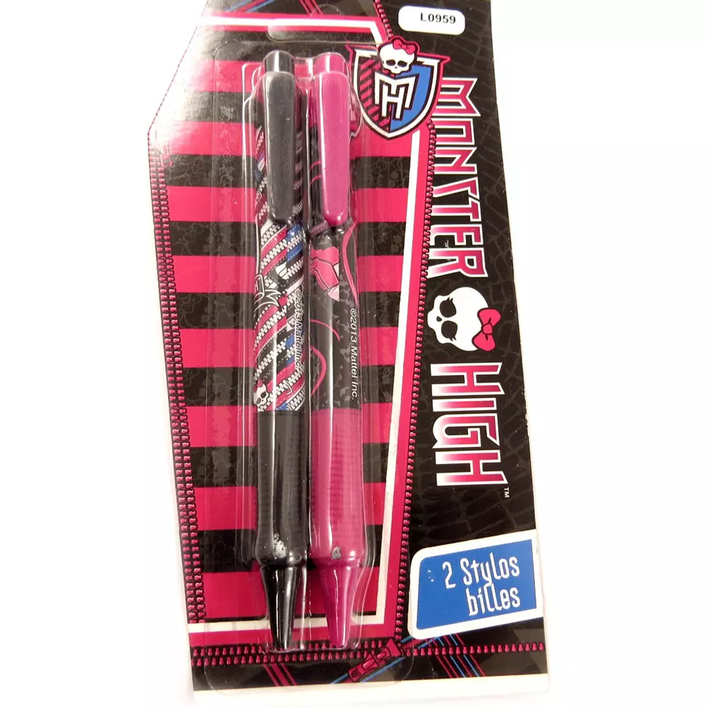 les trésors de lily 2 stylos 'Monster High' noir rose [L0959]