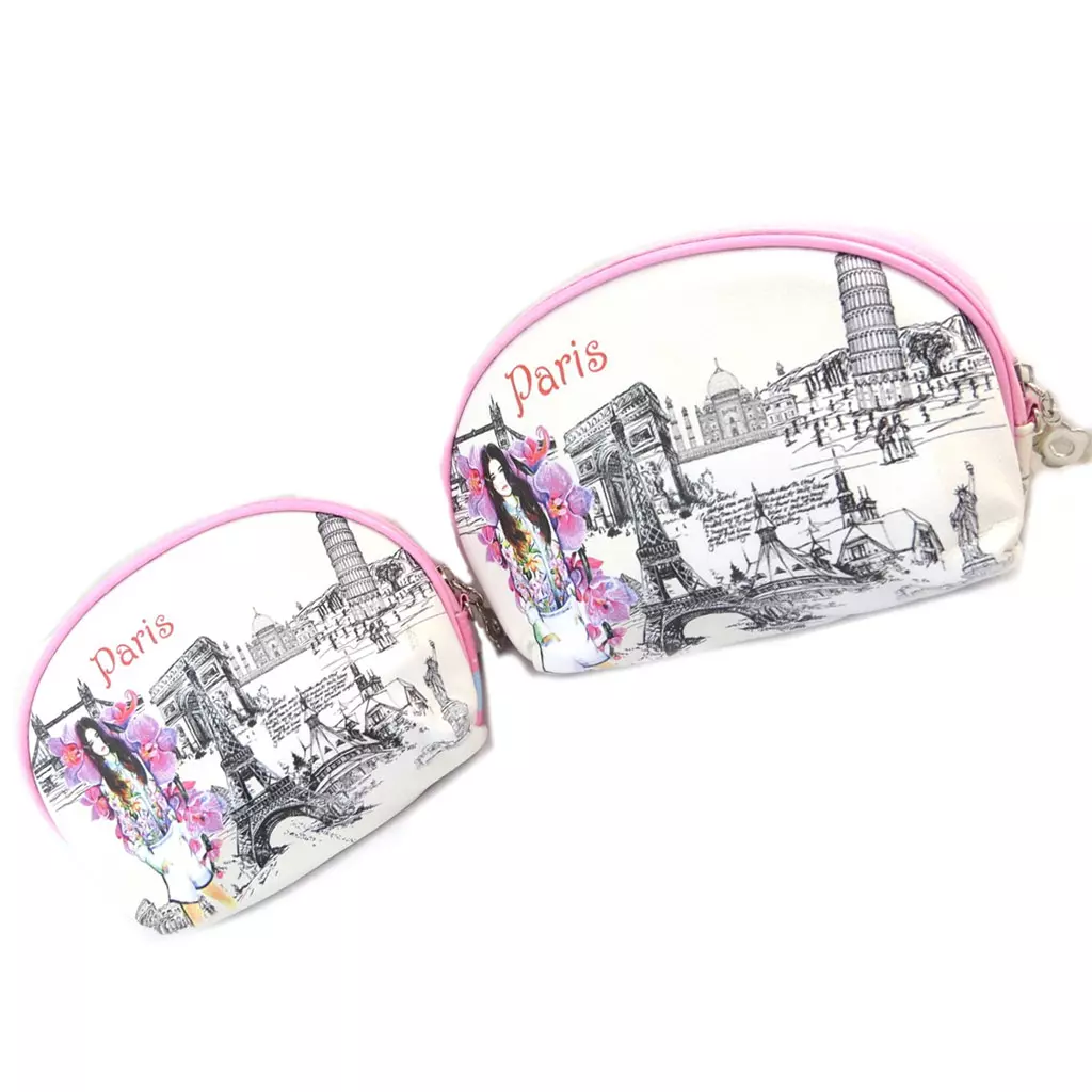 Les Trésors De Lily 2 Trousses à Maquillage Gigognes 'Paris' Rose Blanc [P3525]