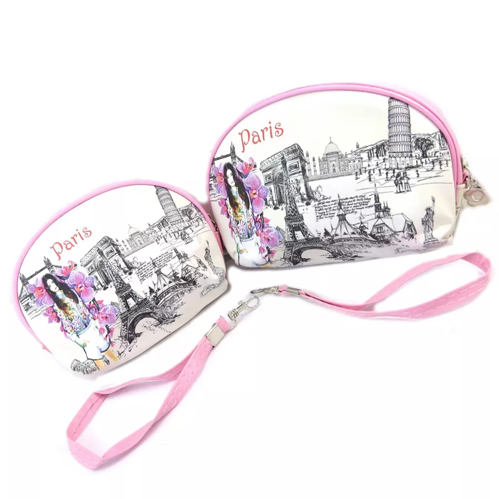 Les Trésors De Lily 2 Trousses à Maquillage Gigognes 'Paris' Rose Blanc [P3525]