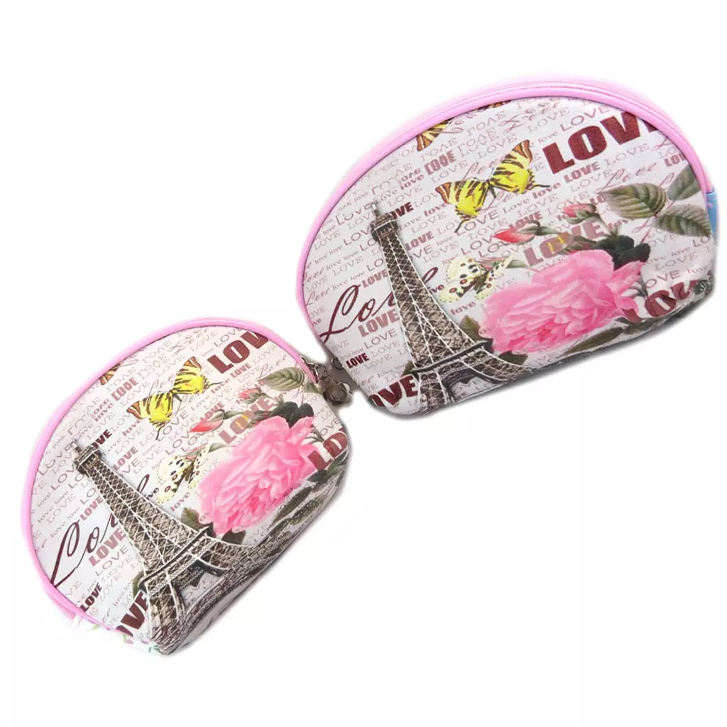 Les Trésors De Lily 2 Trousses à Maquillage Gigognes 'Paris Tour Eiffel' Rose Blanc [P3524]