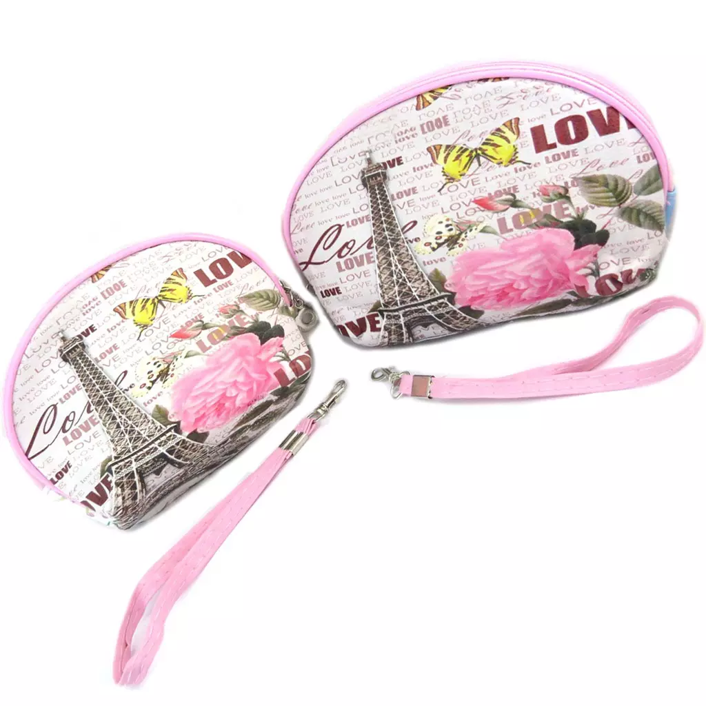 Les Trésors De Lily 2 Trousses à Maquillage Gigognes 'Paris Tour Eiffel' Rose Blanc [P3524]